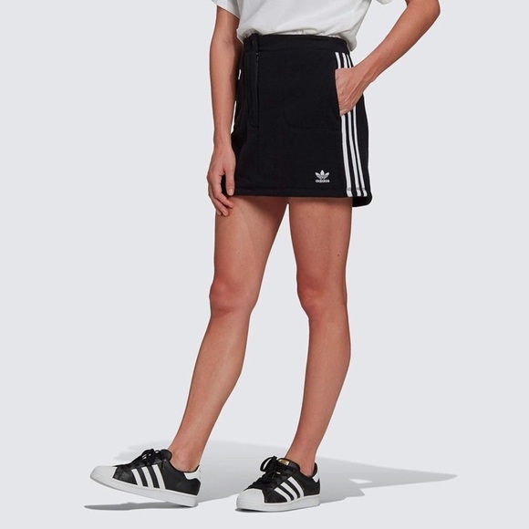 adidas Dresses & Skirts - Adidas Polar Fleece Skirt Black White Stripe